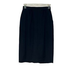 Hawksley & Wight Black Wool Skirt Sz 10 Fully Lined 100% Wool Back Slit Mature